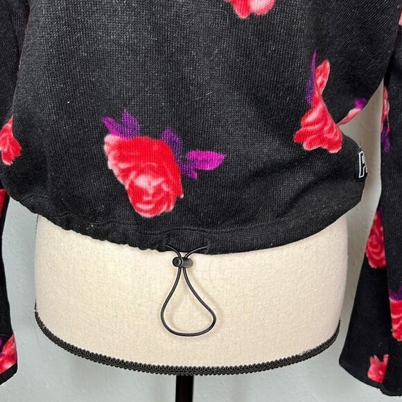Pink by Victoria's Secret Black Floral Jacket Hoodie Women's Sweater Size Small - Picture 5 of 11